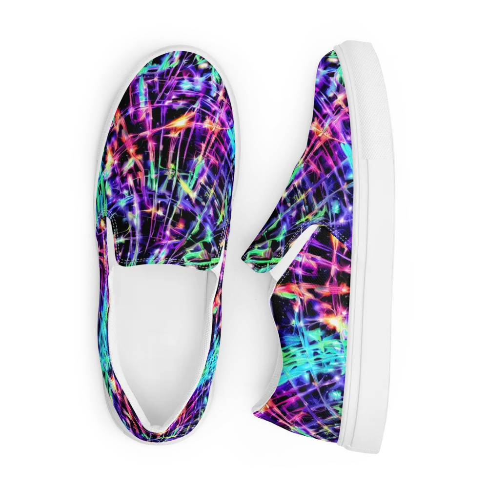 Neon Bamboo on Men's Slip-On Canvas Shoes — Front