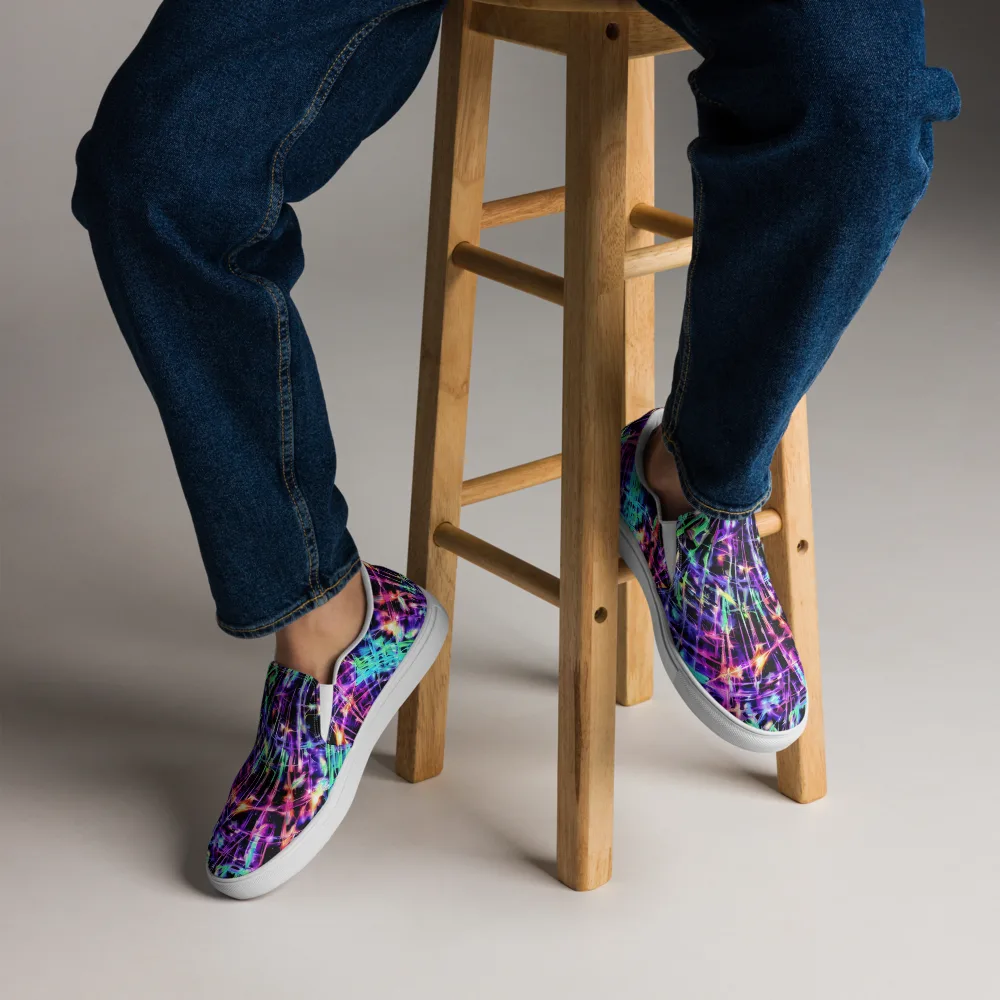 Neon Bamboo on Men's Slip-On Canvas Shoes — Front