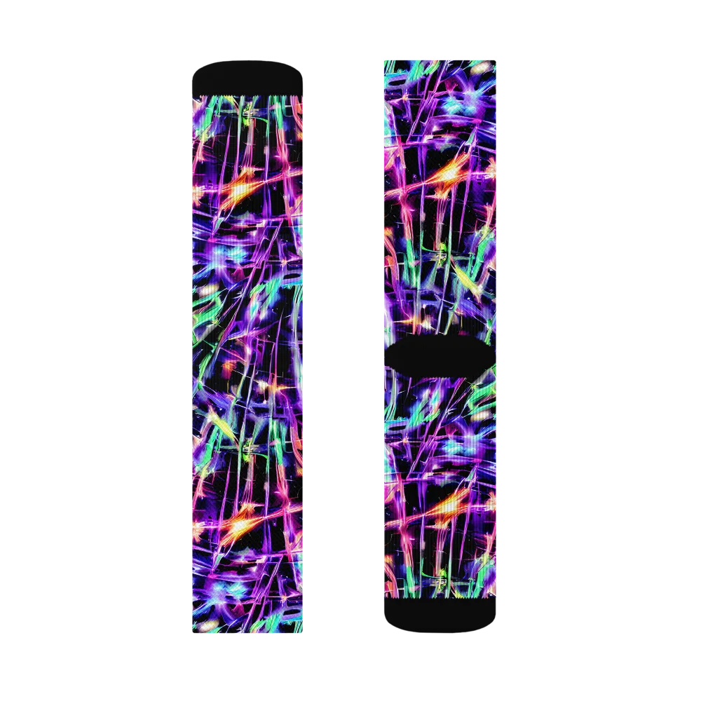 Neon Bamboo on Socks — Left Sock
