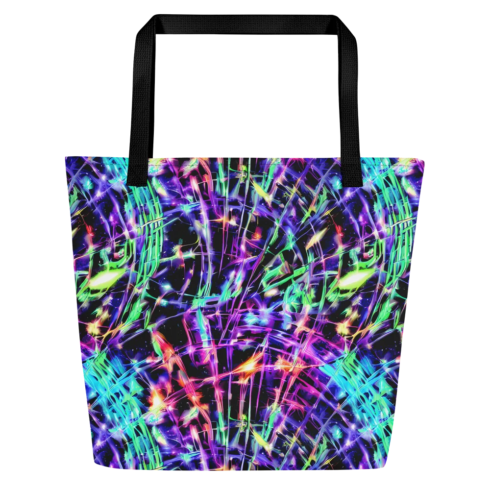 Neon Bamboo on Large Tote Bag W/ Pocket — Front