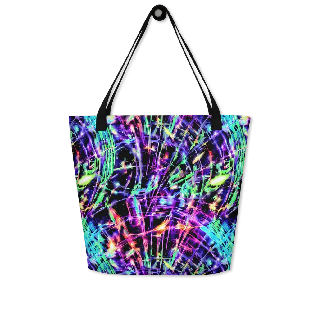 Neon Bamboo on Large Tote Bag W/ Pocket — Front