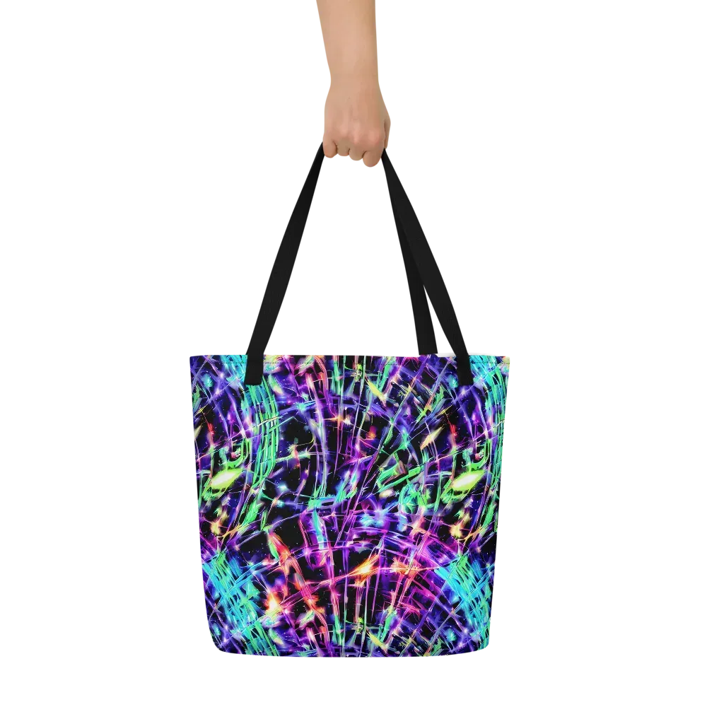 Neon Bamboo on Large Tote Bag W/ Pocket — Front