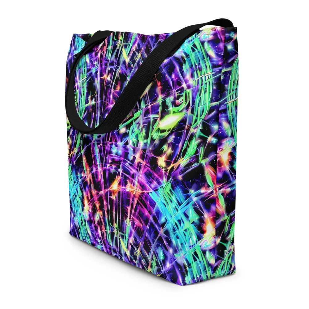 Neon Bamboo on Large Tote Bag W/ Pocket — Front