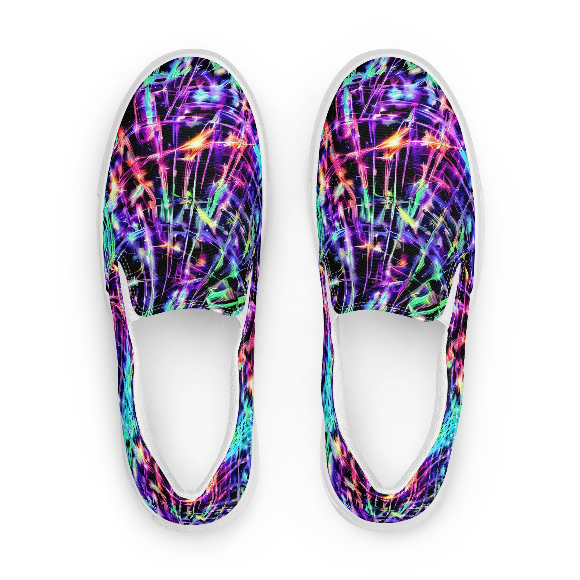 Neon Bamboo on Women's Slip-On Canvas Shoes — Front