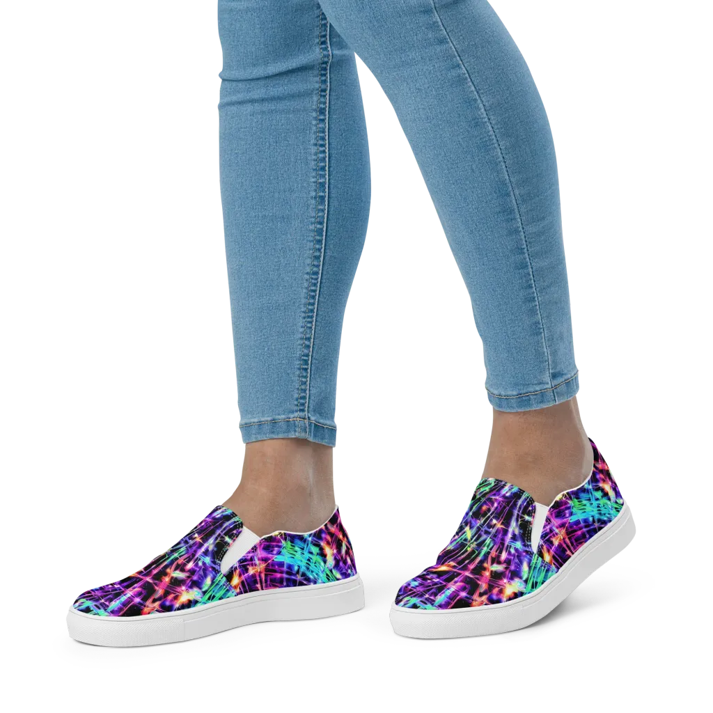 Neon Bamboo on Women's Slip-On Canvas Shoes — Front