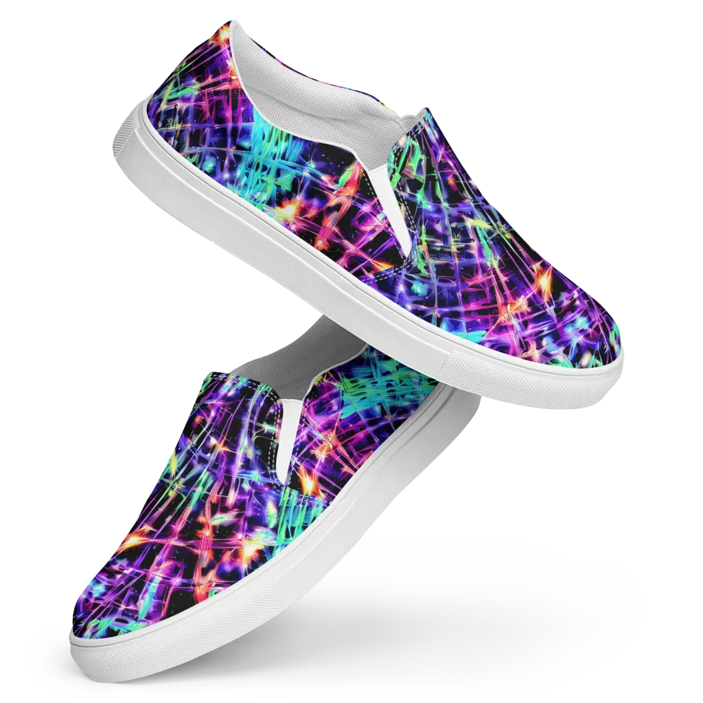 Neon Bamboo on Women's Slip-On Canvas Shoes — Front