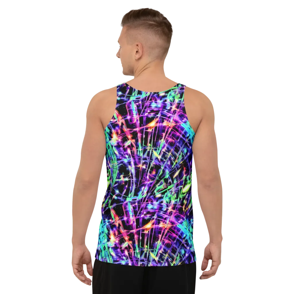 Neon Bamboo on Men's Tank Top — Back
