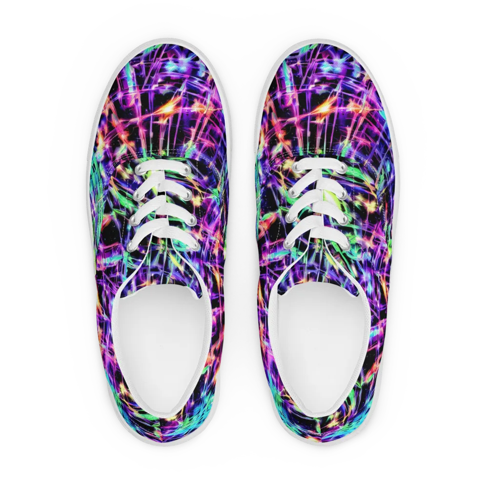 Neon Bamboo on Men's Lace-Up Canvas Shoes — Front