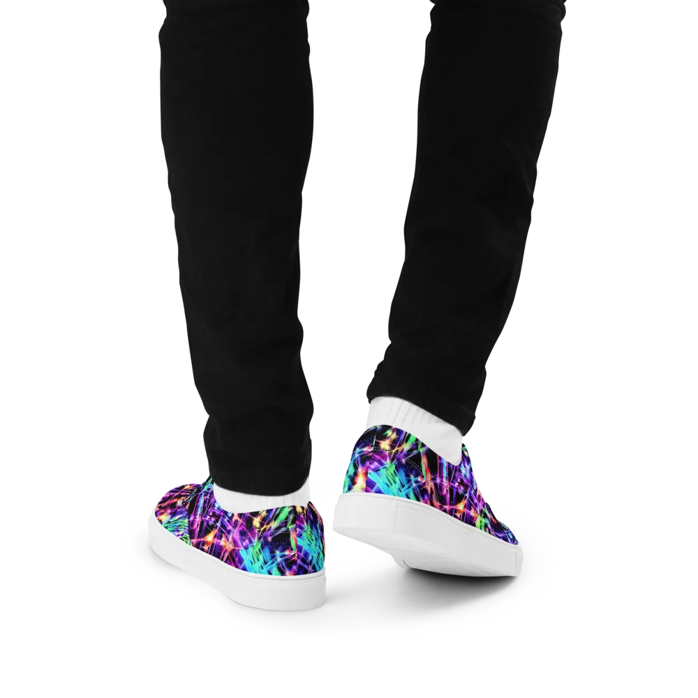 Neon Bamboo on Men's Lace-Up Canvas Shoes — Back
