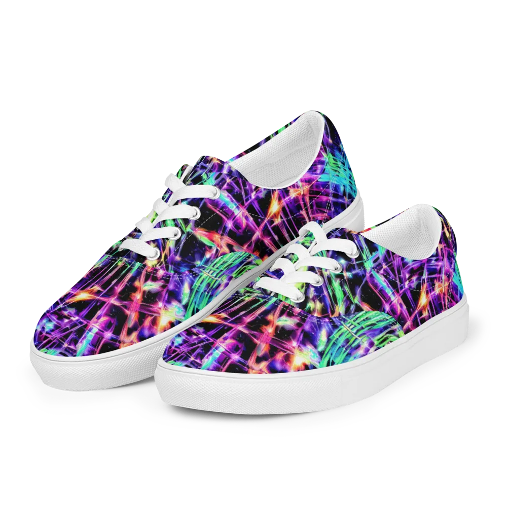 Neon Bamboo on Men's Lace-Up Canvas Shoes — Left Front
