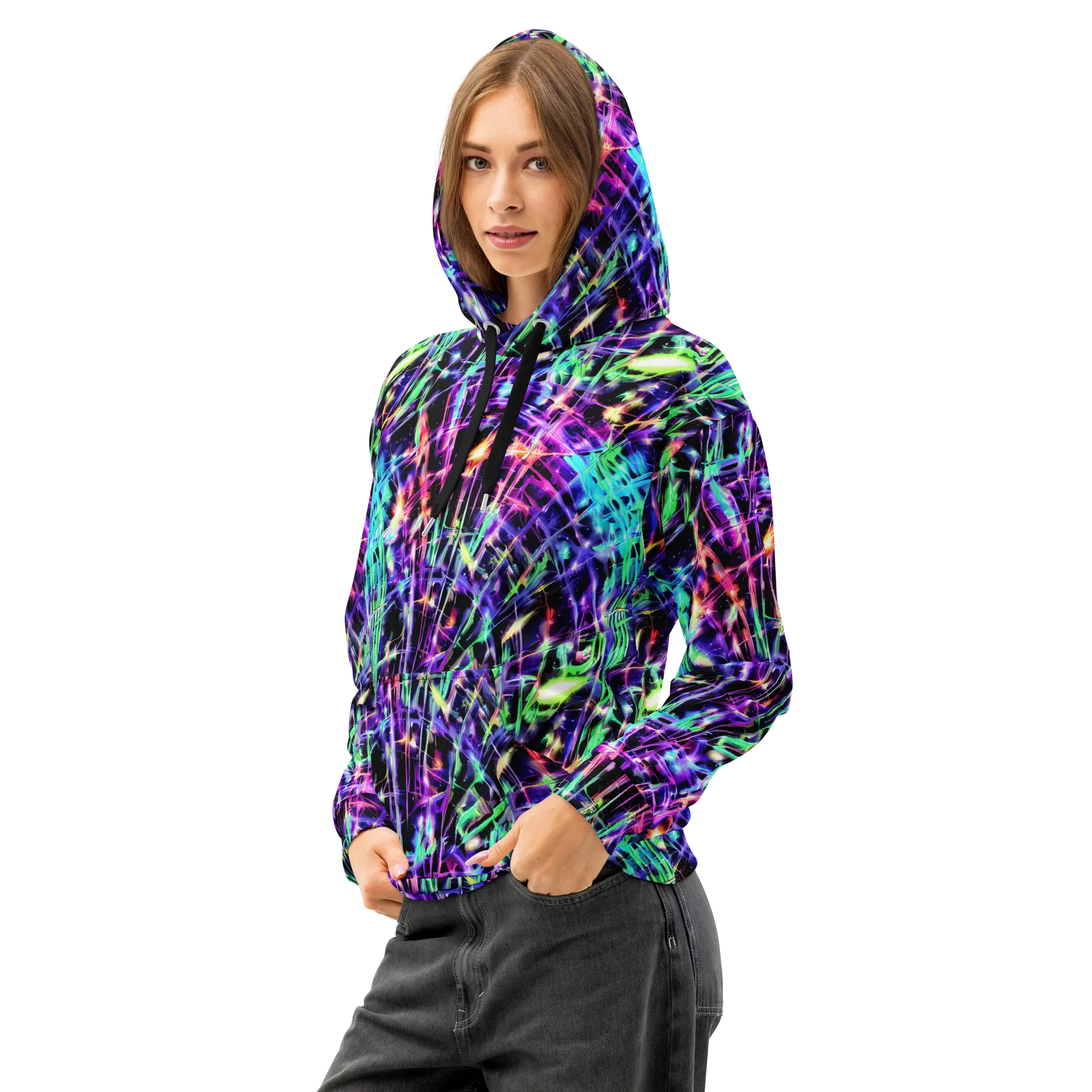Neon Bamboo on Cotton Hoodie — Left Front