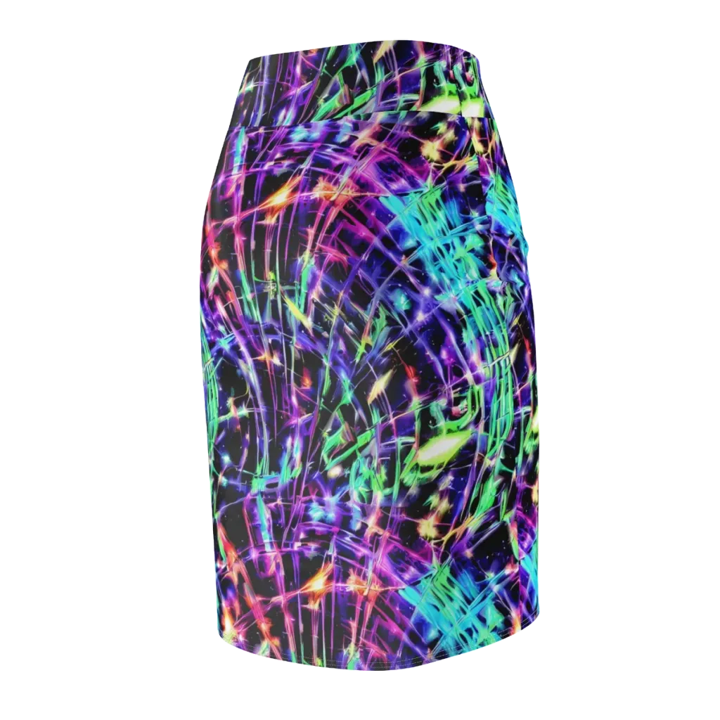 Neon Bamboo on Pencil Skirt — Back Side