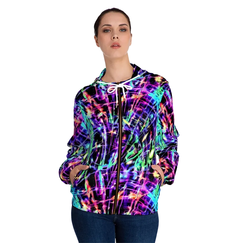 Neon Bamboo on Women's Full-Zip Hoodie — Front On Person