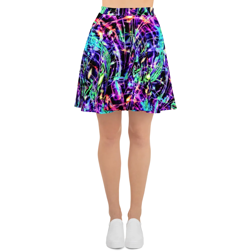 Neon Bamboo on Skater Skirt — Front