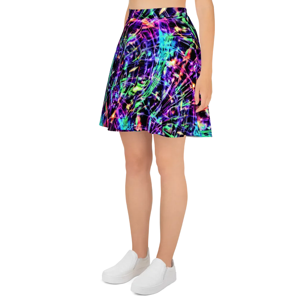 Neon Bamboo on Skater Skirt — Left