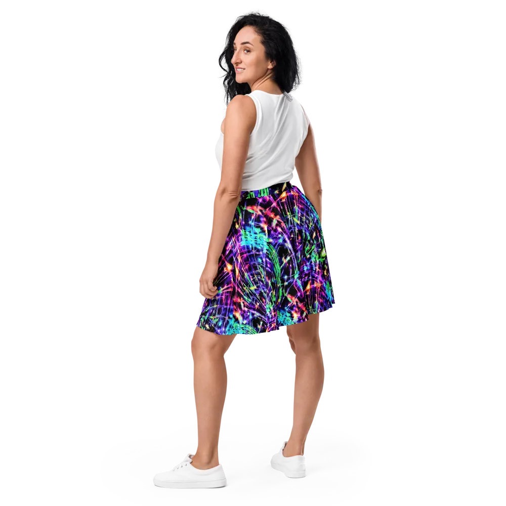 Neon Bamboo on Skater Skirt — Back