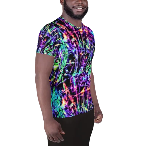 Neon Bamboo on a Men's Athletic T-Shirt