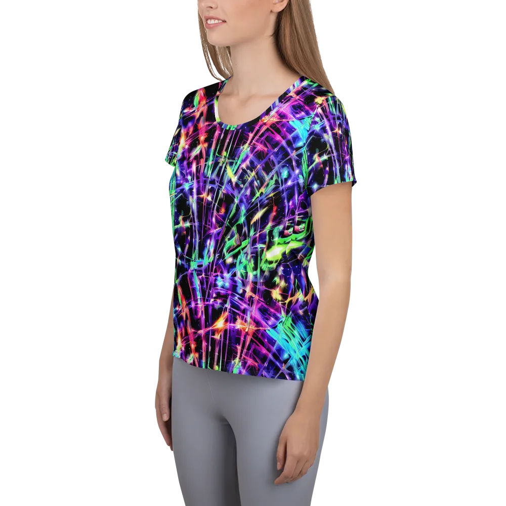 Neon Bamboo on Women's Athletic T-Shirt — Left