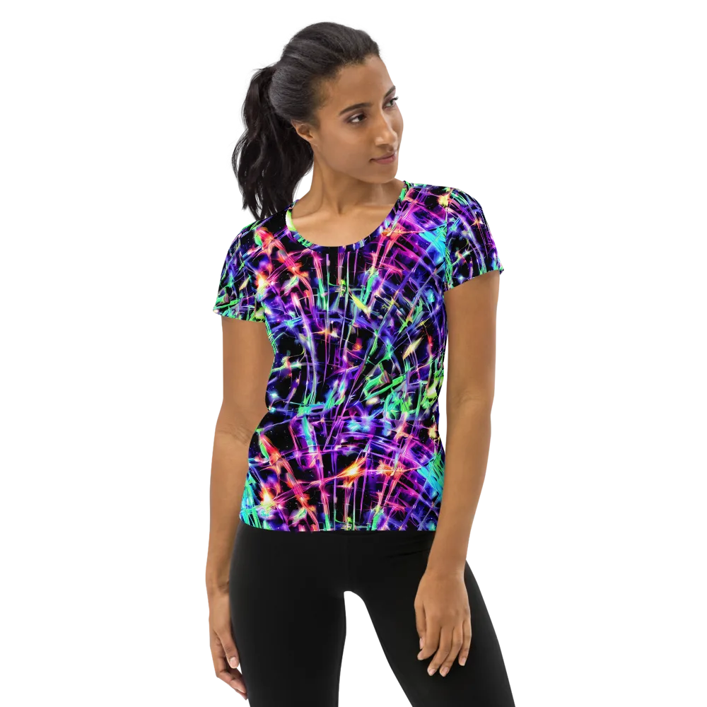 Neon Bamboo on Women's Athletic T-Shirt — Front