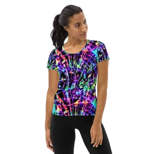 Neon Bamboo on a Women's Athletic T-Shirt