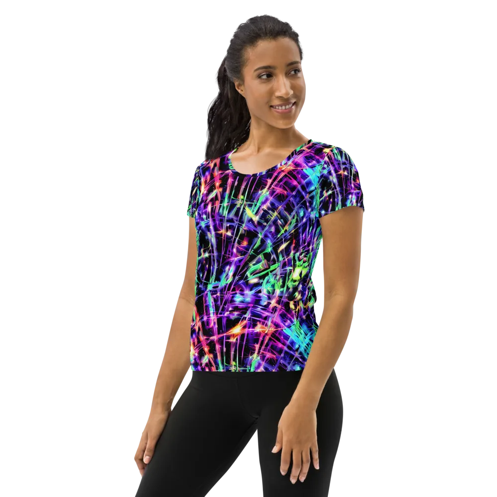 Neon Bamboo on Women's Athletic T-Shirt — Left