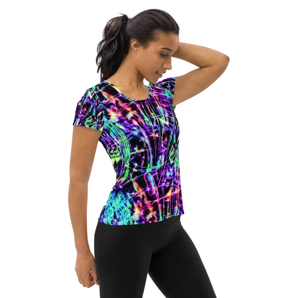 Neon Bamboo on Women's Athletic T-Shirt — Right