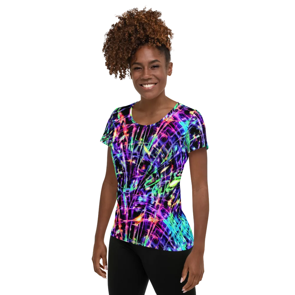 Neon Bamboo on Women's Athletic T-Shirt — Left