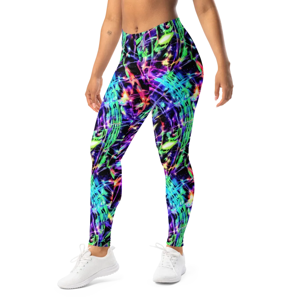 Neon Bamboo on Leggings — Left Front