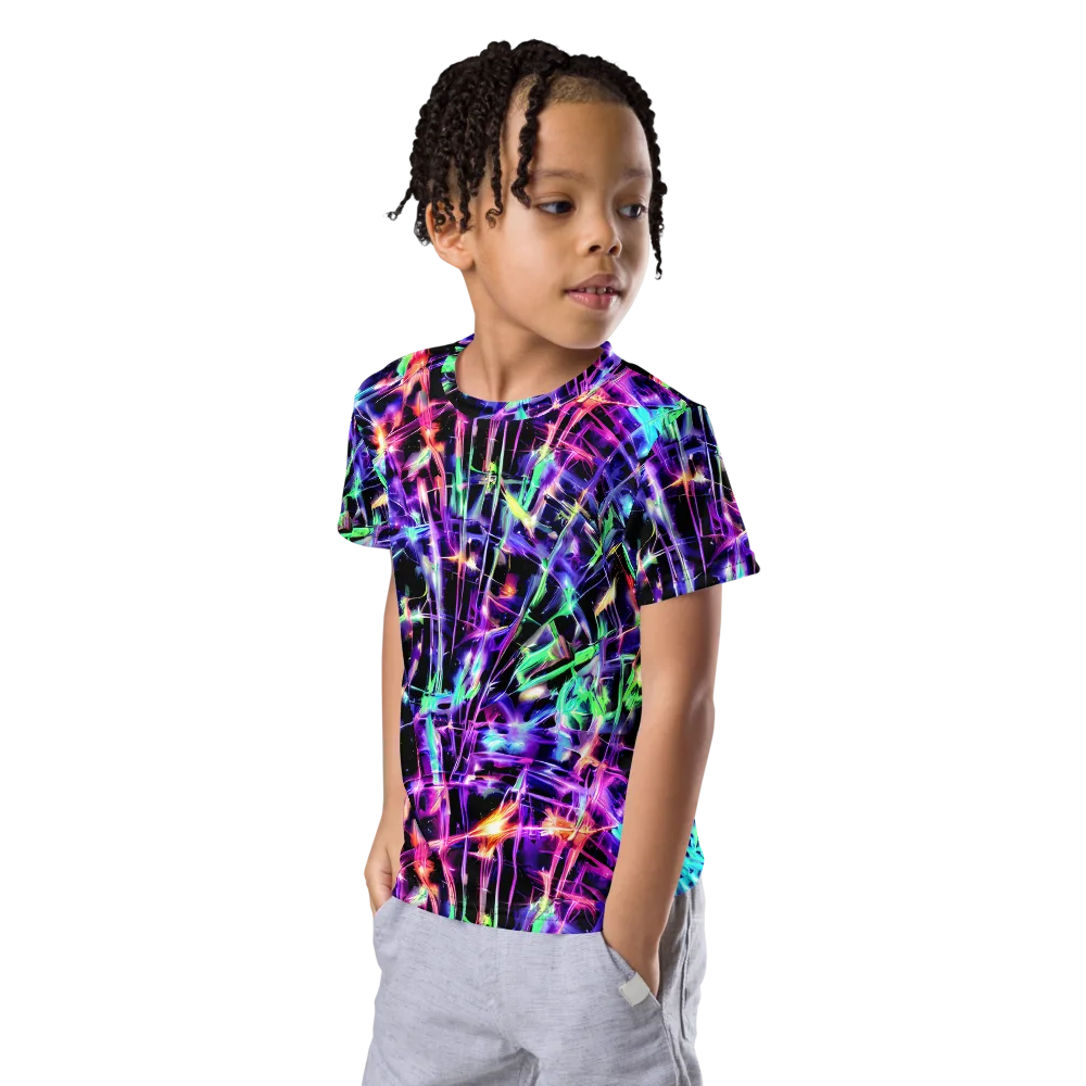 Neon Bamboo on Kids Crew Neck T-Shirt — Left Front