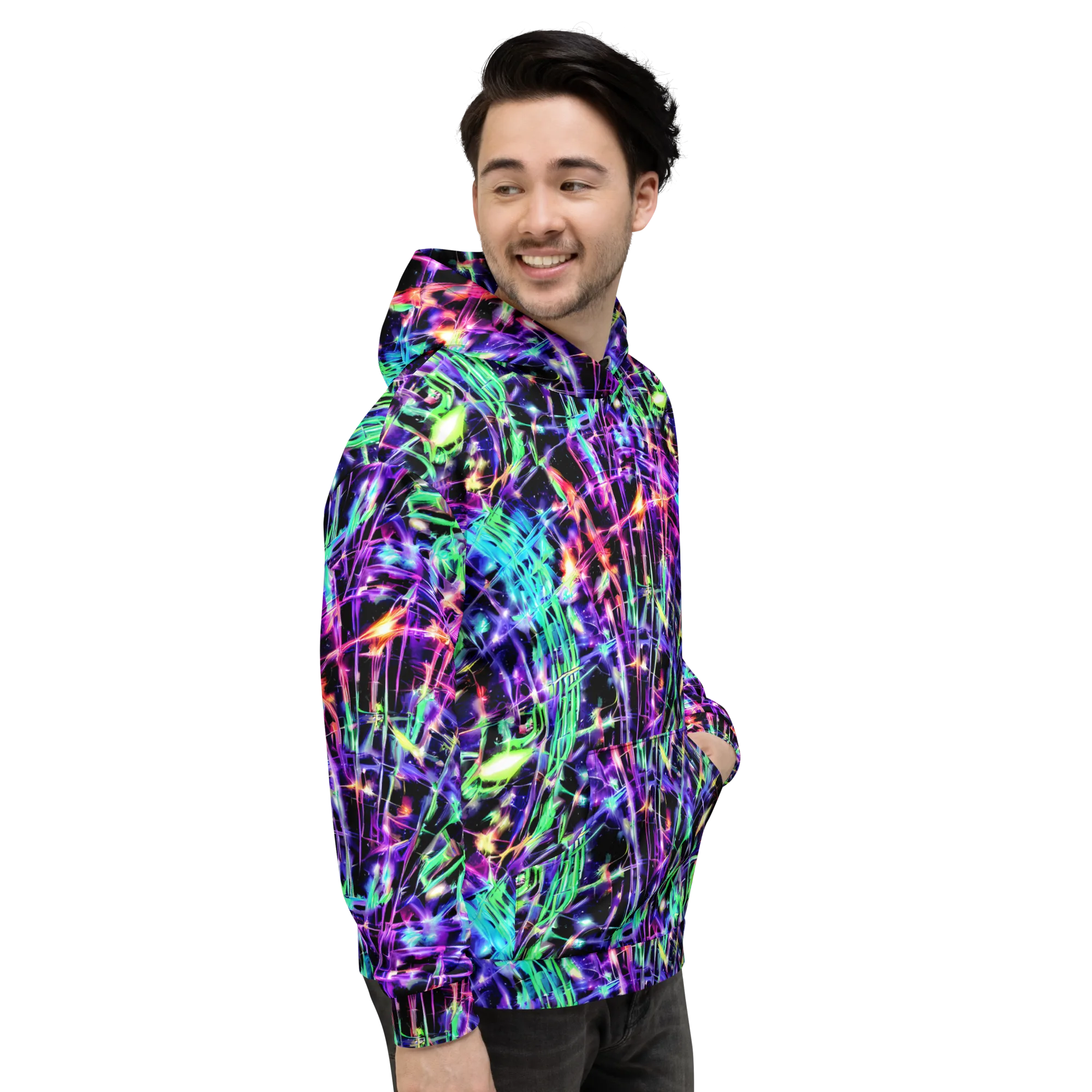 Neon Bamboo on Hoodie — Right