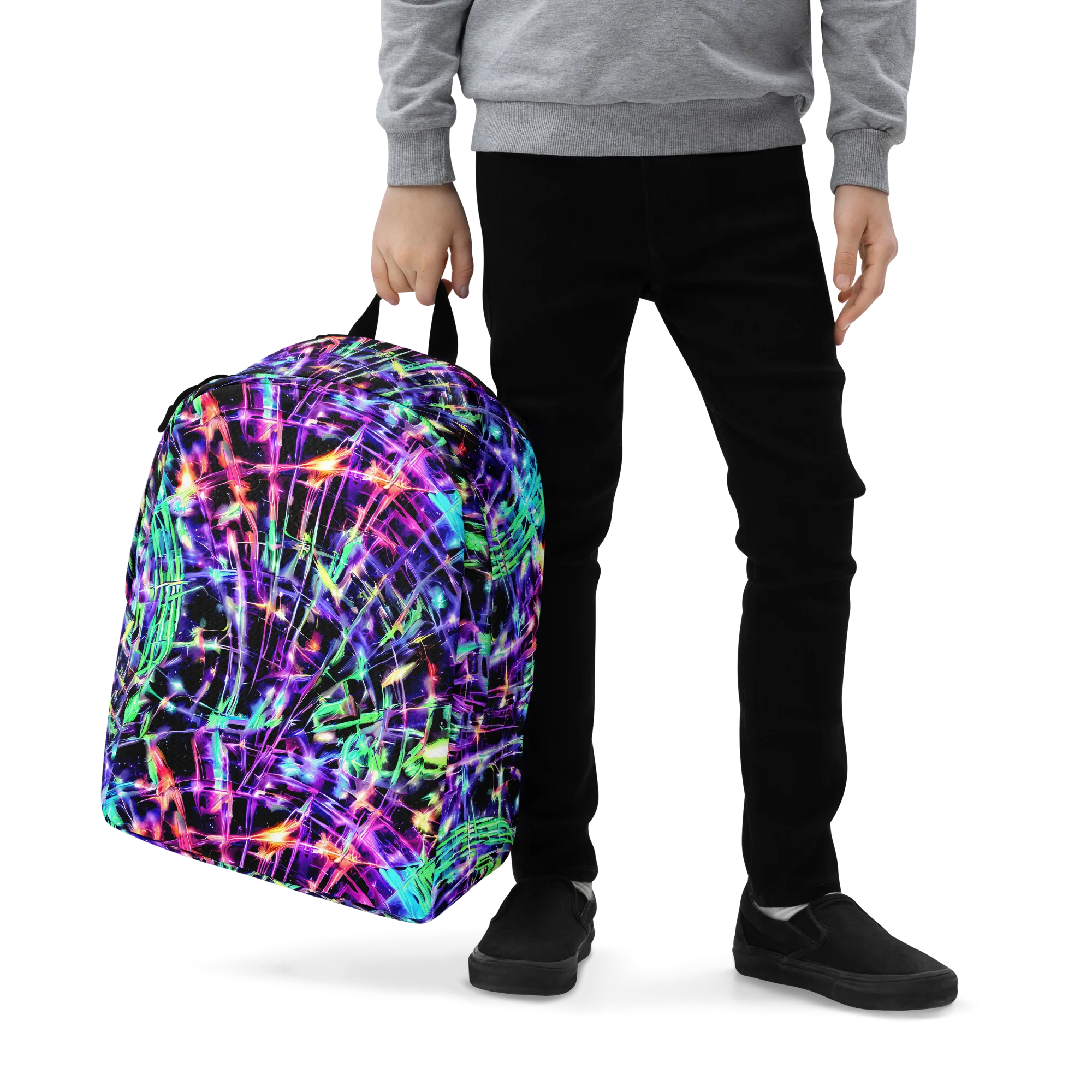 Neon Bamboo on Minimalist Backpack — Zoomed-in