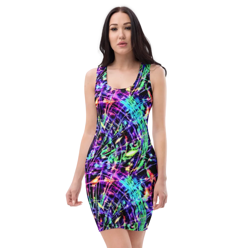 Neon Bamboo on Bodycon Dress — Front