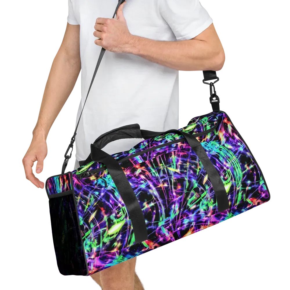 Neon Bamboo on Duffle Bag — Right Front