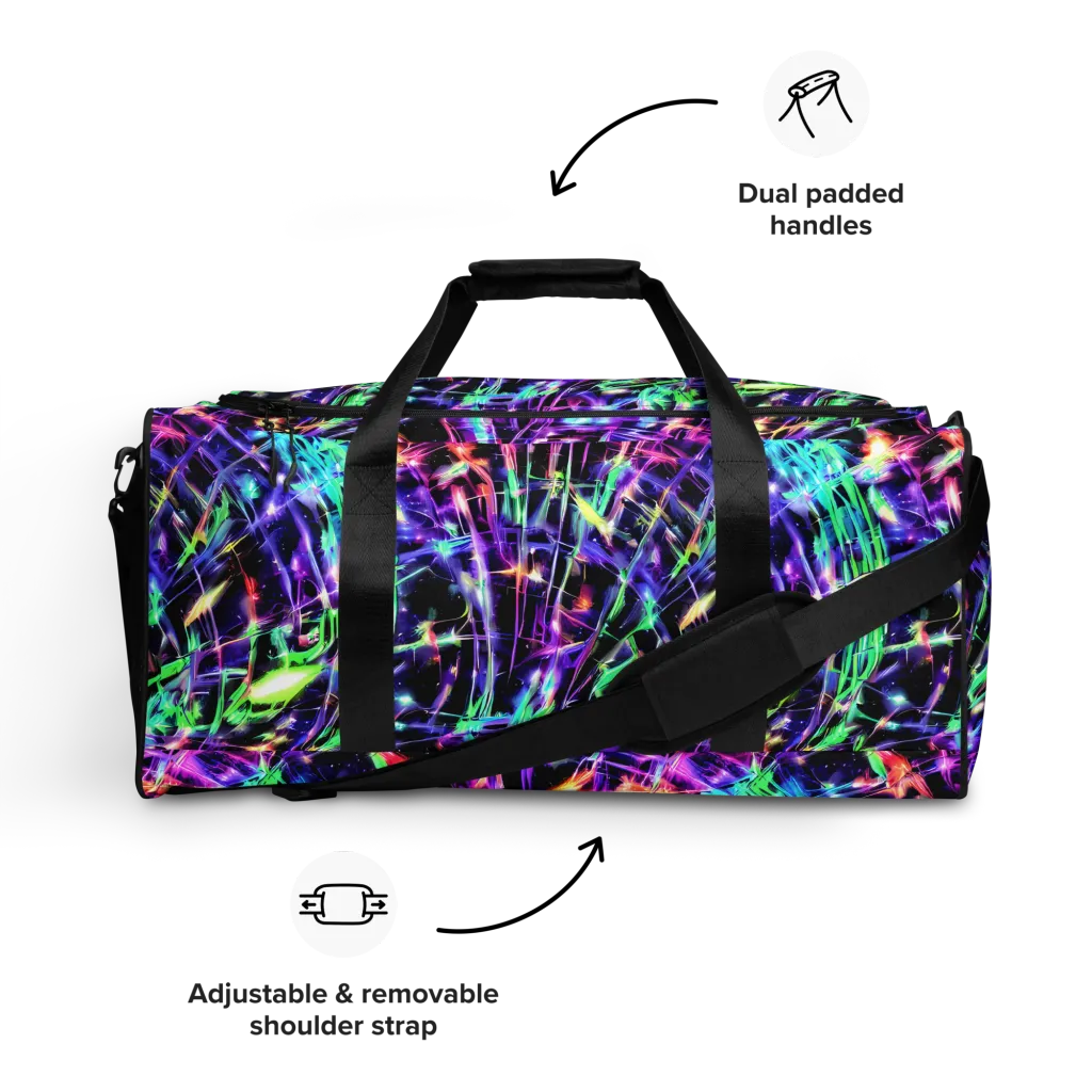 Neon Bamboo on Duffle Bag — Front