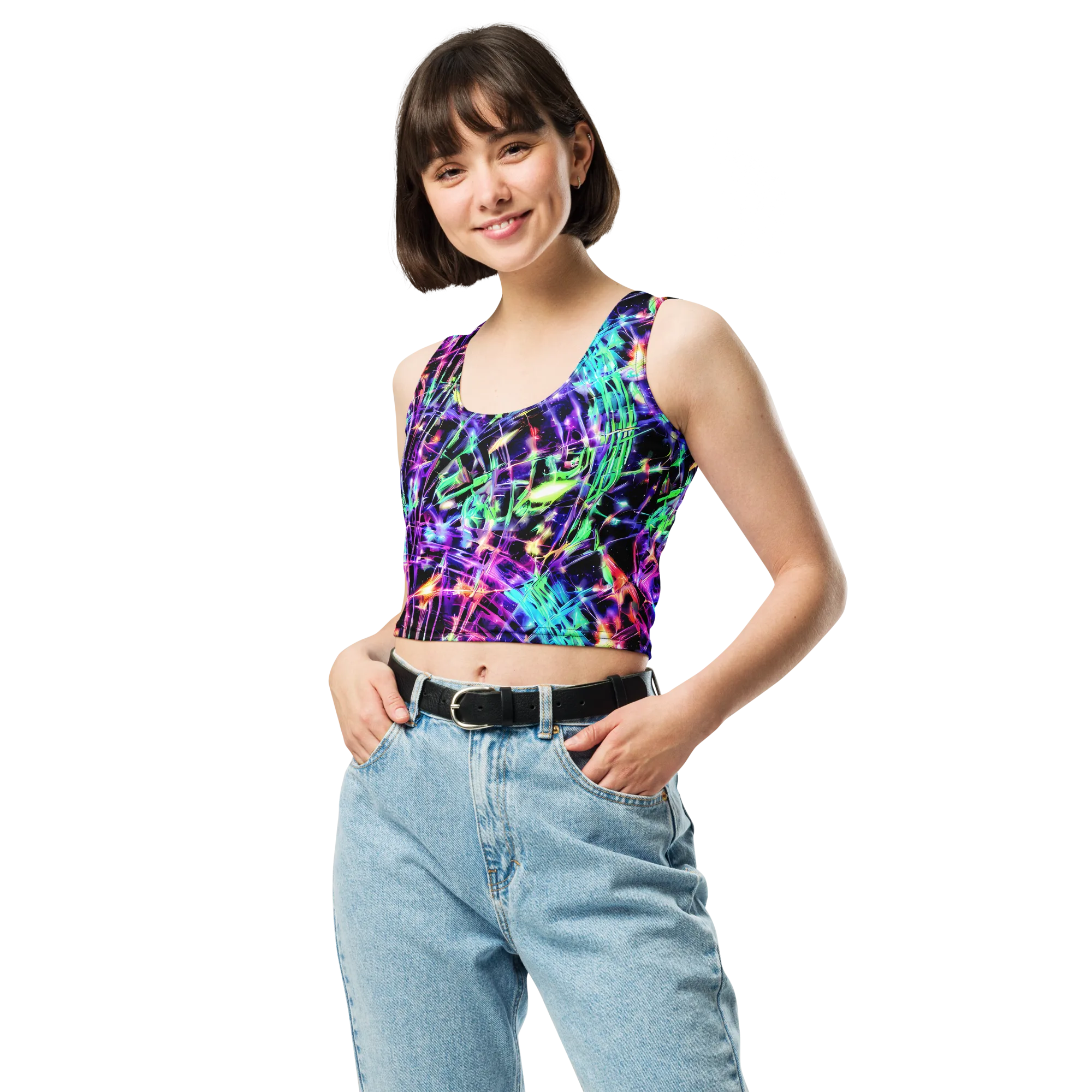 Neon Bamboo on Crop Top — Front