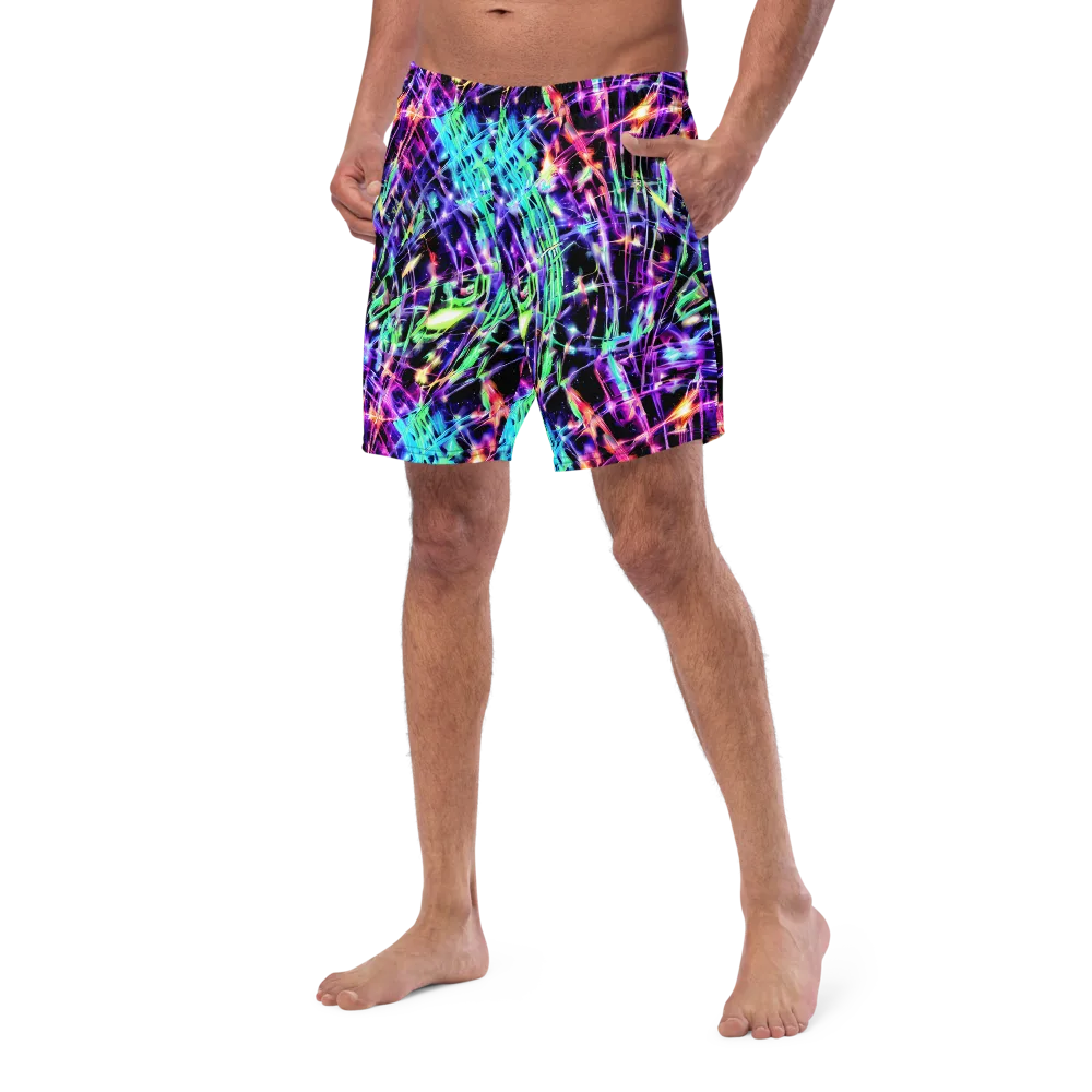 Neon Bamboo on Swim Trunks — Left Front