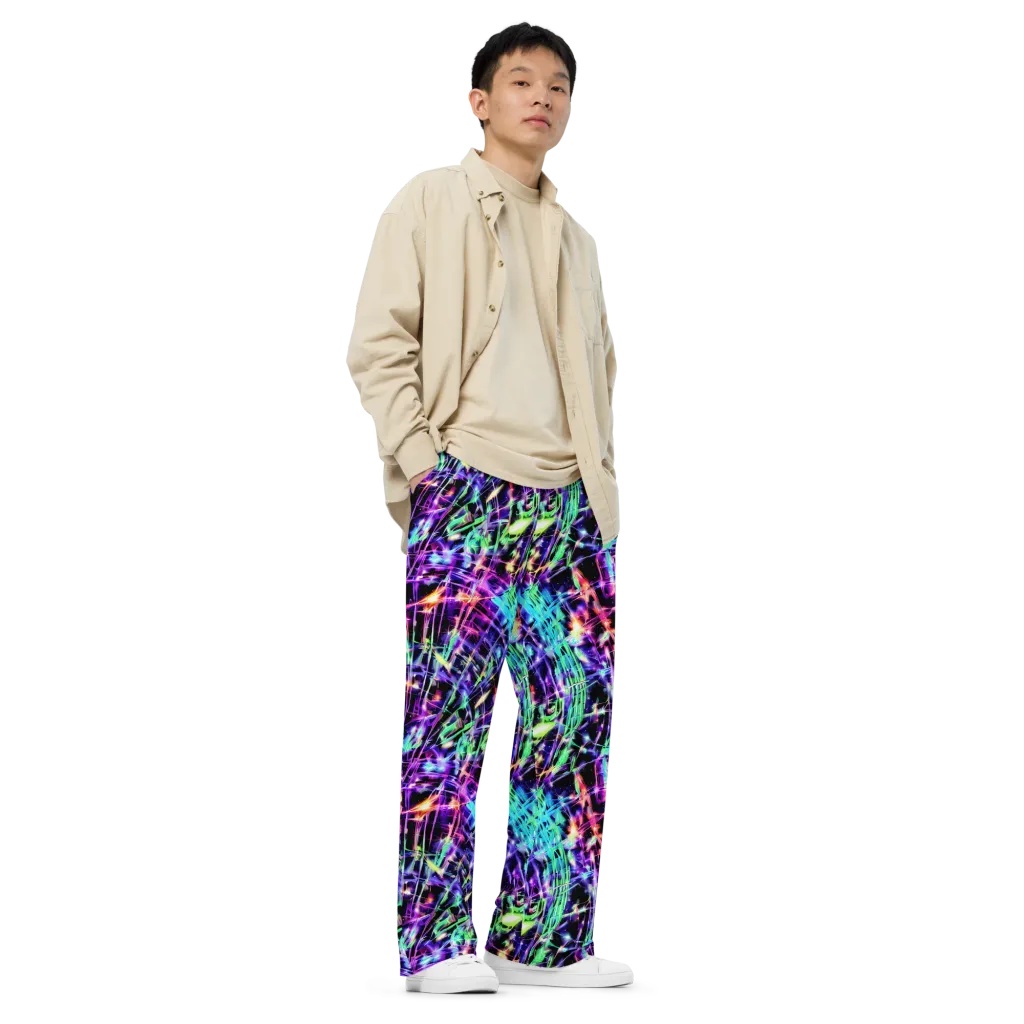 Neon Bamboo on Wide-Leg Pants — Right Front