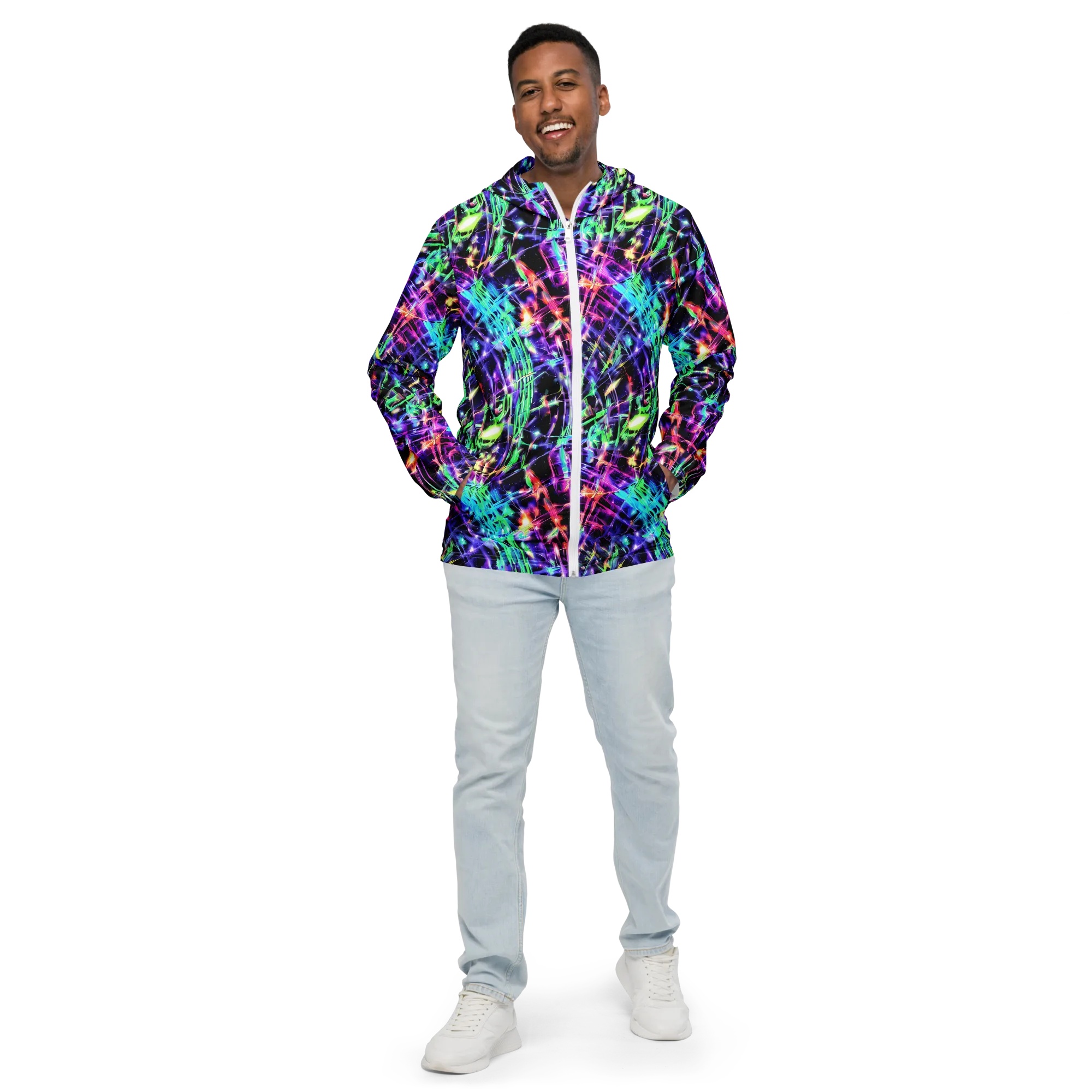 Neon Bamboo on Men's Windbreaker — Front