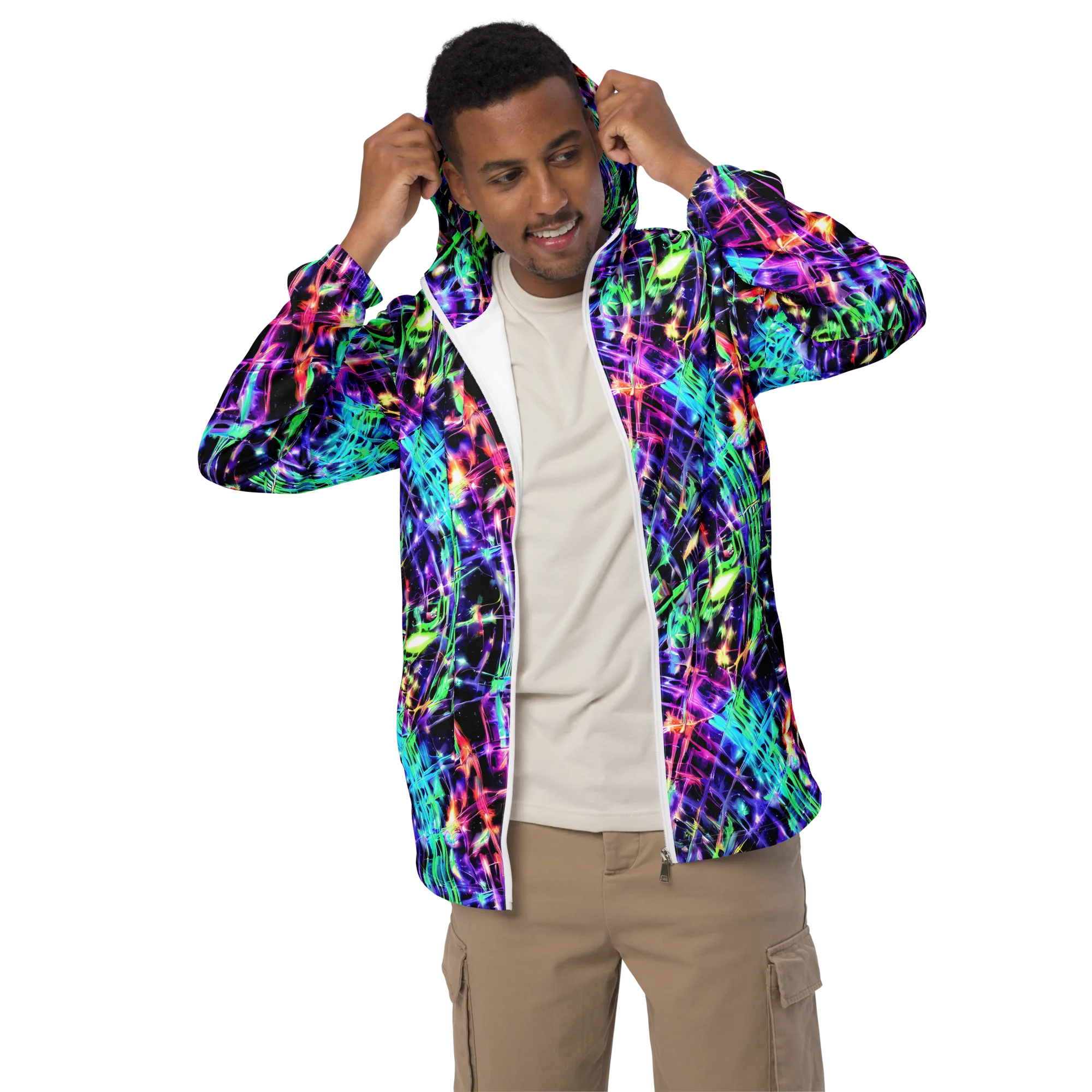 Neon Bamboo on Men's Windbreaker — Front