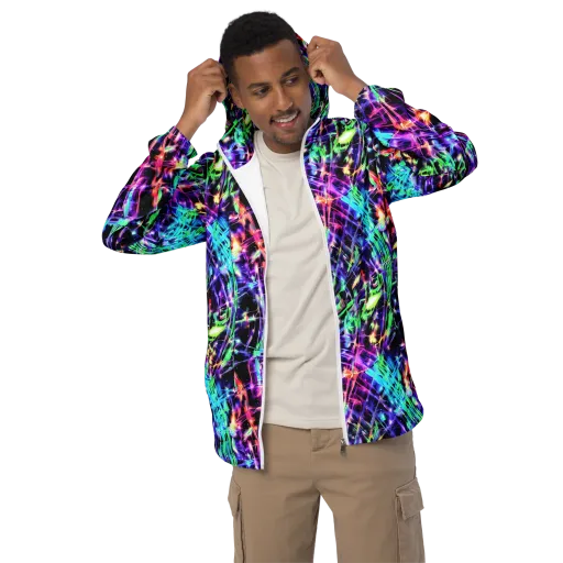 Neon Bamboo on a Men's Windbreaker