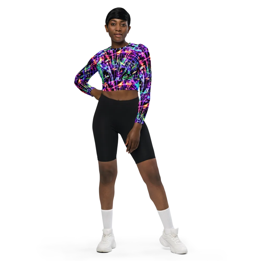Neon Bamboo on Long Sleeve Crop Top — Front