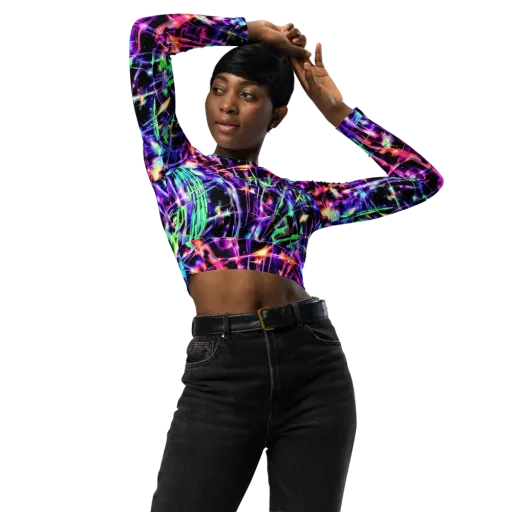 Neon Bamboo on a Long Sleeve Crop Top