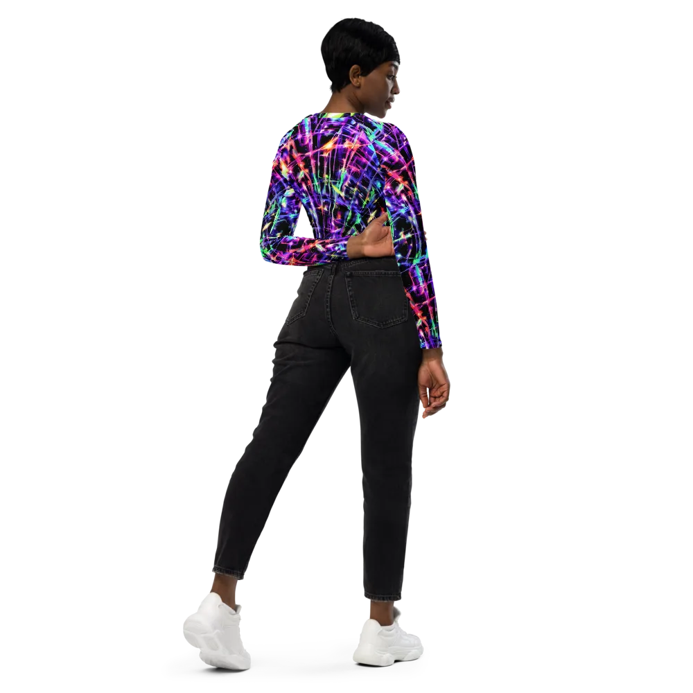 Neon Bamboo on Long Sleeve Crop Top — Right Back