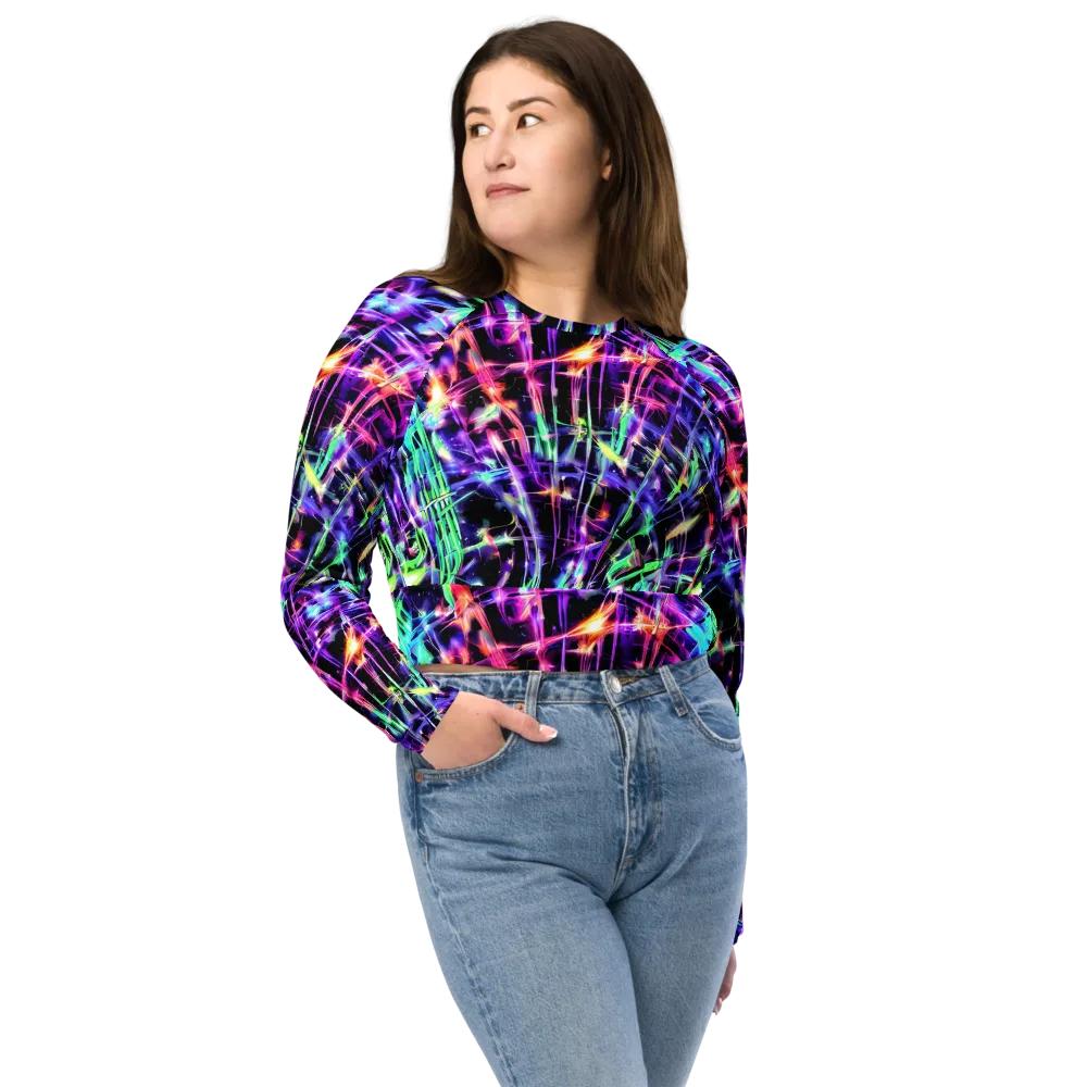 Neon Bamboo on Long Sleeve Crop Top — Front