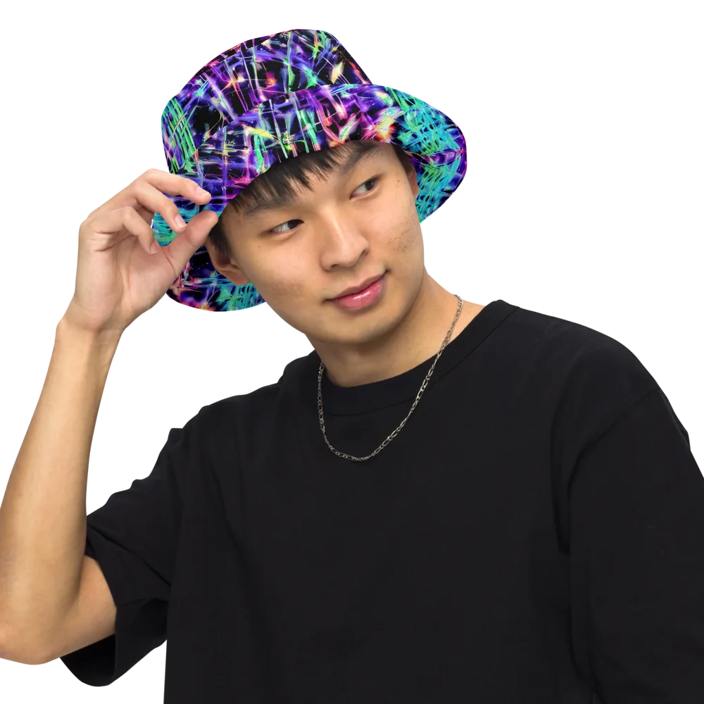 Neon Bamboo on Reversible Bucket Hat — Front Inside