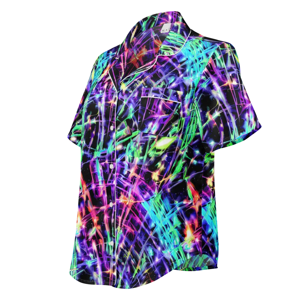 Neon Bamboo on Women's Short Sleeve Pajama Top — Left Front
