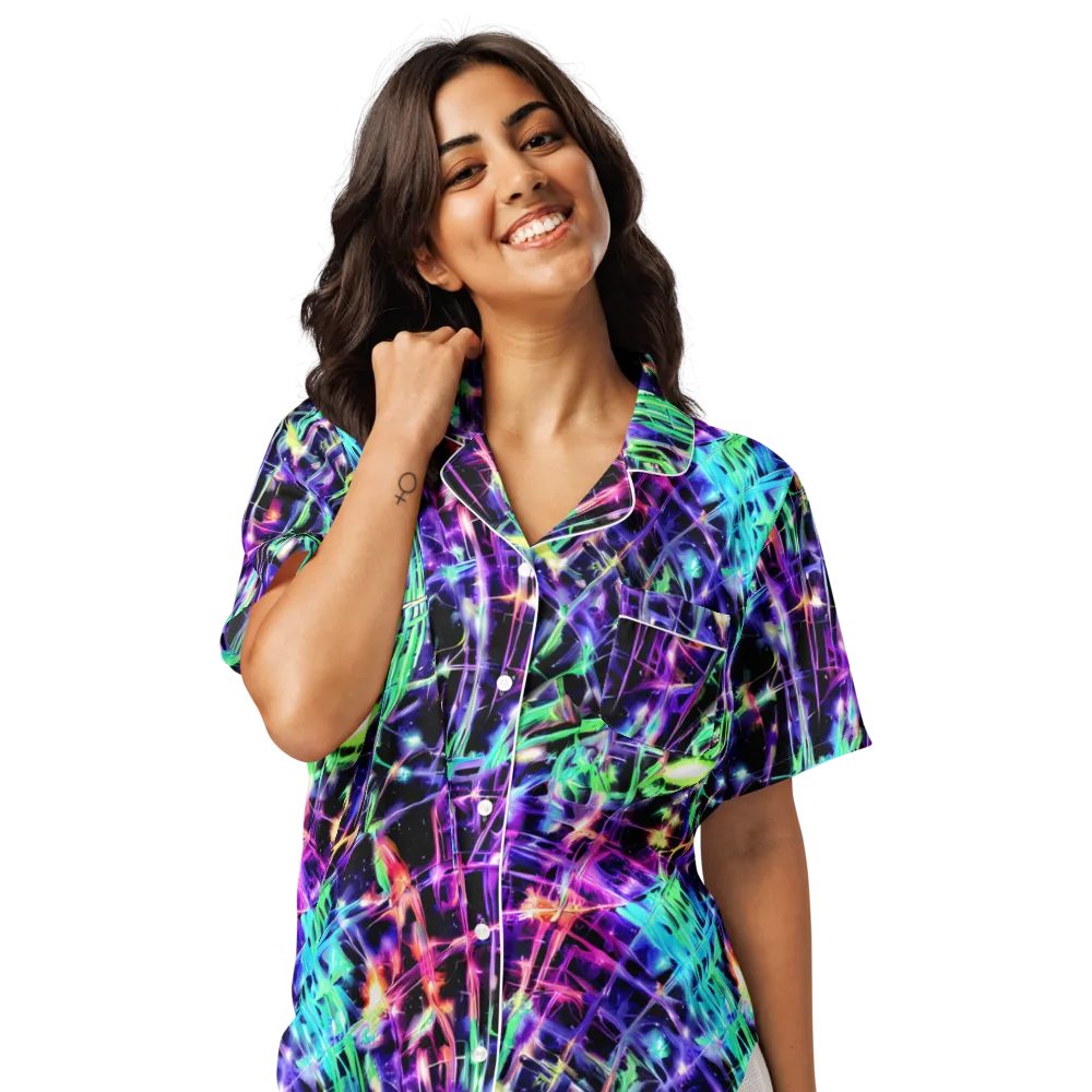 Neon Bamboo on Women's Short Sleeve Pajama Top — Front
