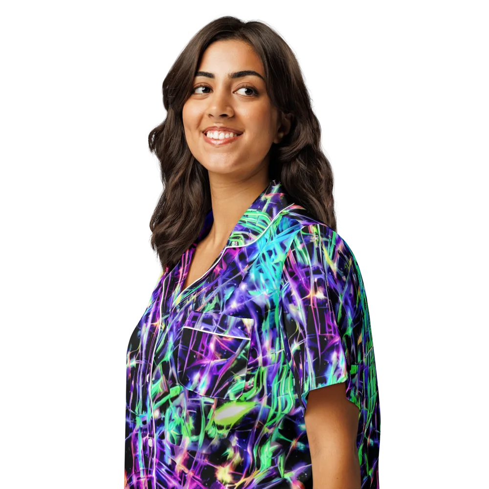 Neon Bamboo on Women's Short Sleeve Pajama Top — Left Front