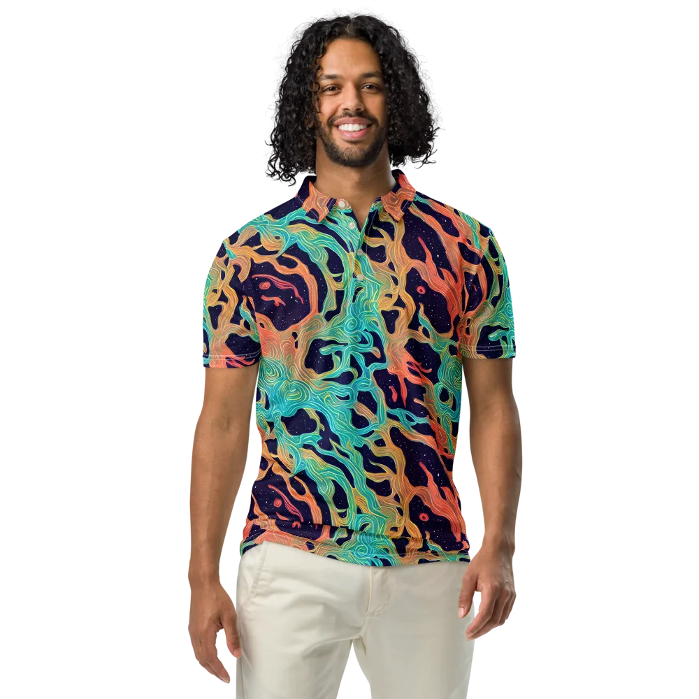 Astral Tides on Men's Slim Fit Polo Shirt — Front