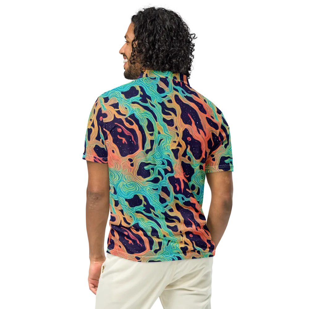 Astral Tides on Men's Slim Fit Polo Shirt — Back